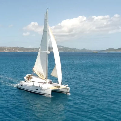a small boat in a large body of water