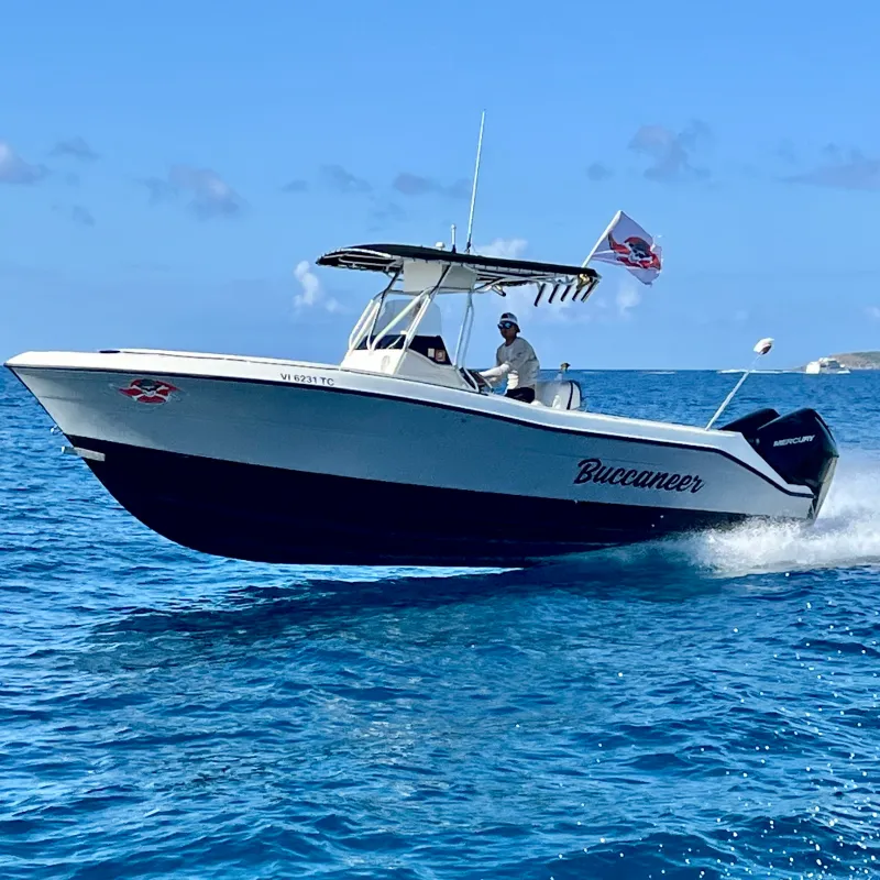 a small boat in a large body of water