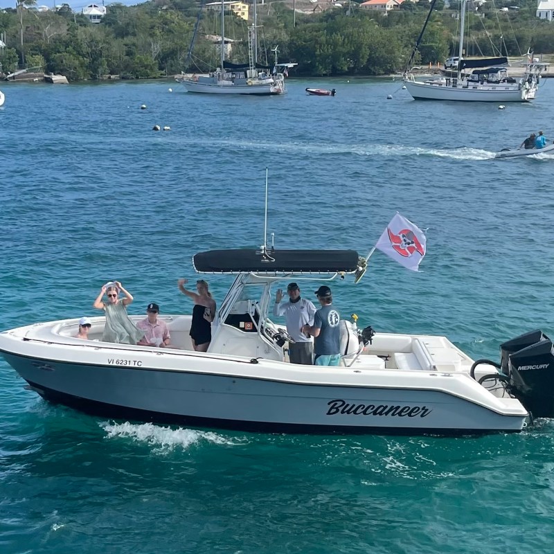 a small boat in a large body of water