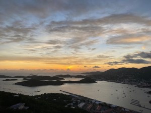 a sunset over a body of water