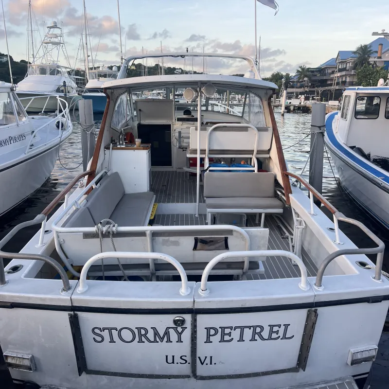 a boat docked at a dock