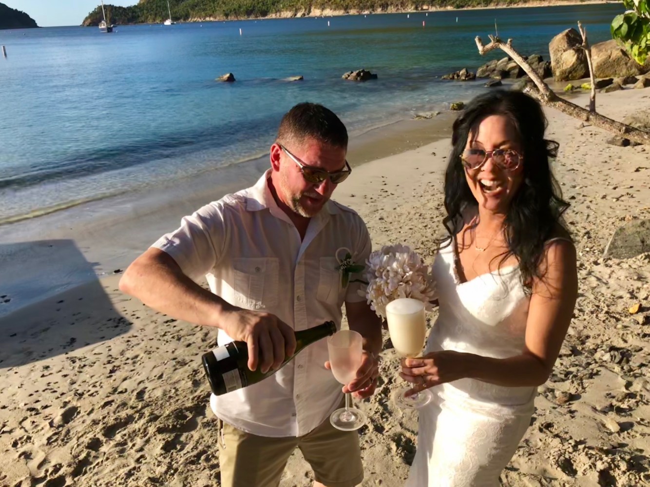 a couple of people on a beach