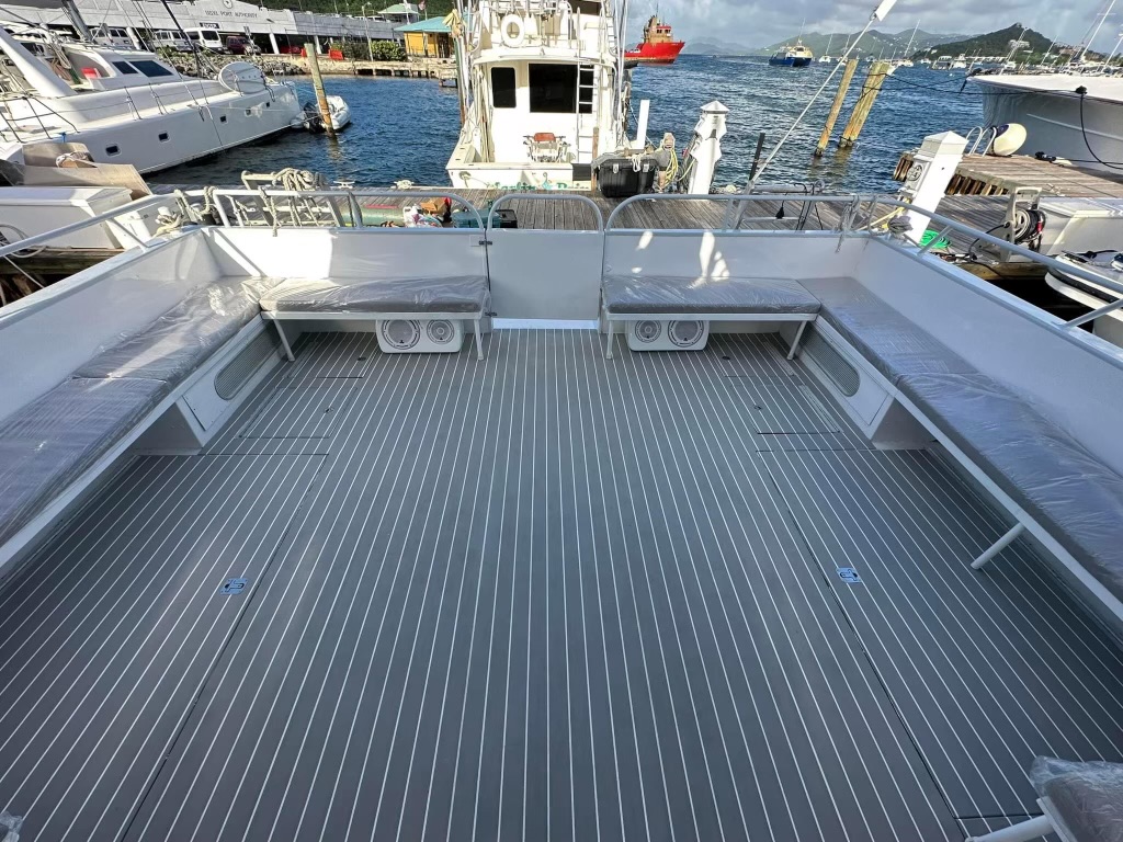 Shaded Downstairs seating area in the back