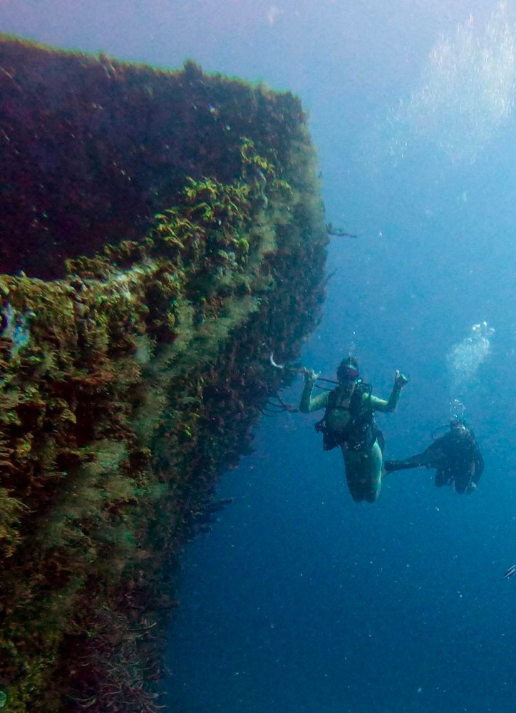 a man swimming in the water