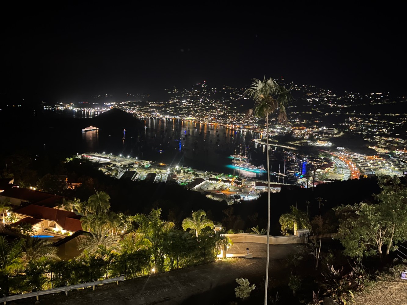 a view of a city at night